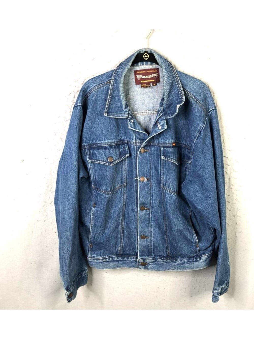 Rustler Jacket Mens Medium Blue Denim Trucker Button Front Western Cowboy